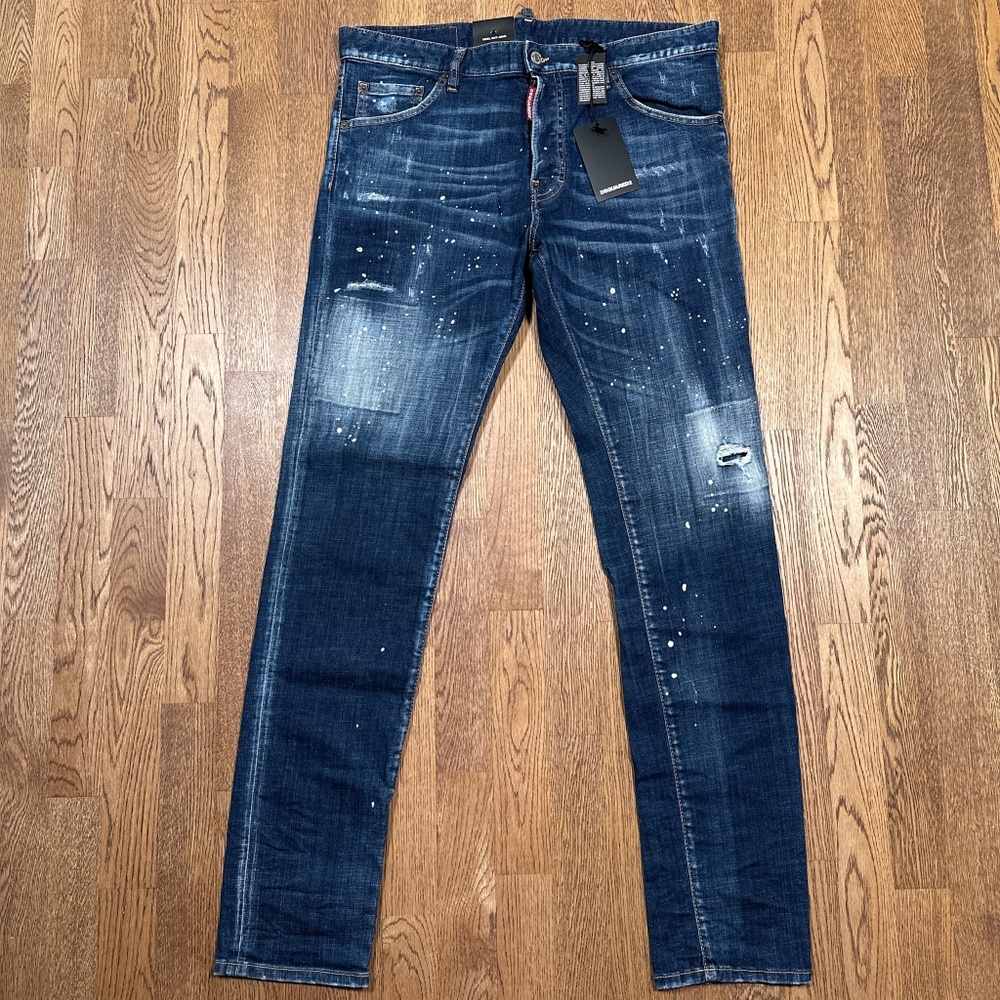 NWT DSQUARED2 Cool Guy Jean Skinny Ripped Distressed Patch Denim Jeans Mens 52